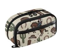 ISAOA Western Cactus Pencil Case with 3 Compartments, Aesthetic Stationery Pen Bag Secondary School Essentials Supplies for Teen Girls Boys Adult