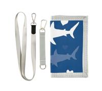 ISAOA White Shark Pattern Kids Wallets for Boys Girls, Toddler Trifold Wallet with Zippered Coin Pocket and Card Holders, Novelty Wallet for Childrens Birthday Gifts