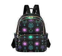 ISAOA Women Backpack Purse Anti Theft Mystical Esoteric Pattern with Sun Moon and Star Rucksack Backpack Mini Daily Backpack
