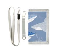 ISAOA Words Shark Pattern Kids Wallets for Boys Girls, Toddler Trifold Wallet with Zippered Coin Pocket and Card Holders, Novelty Wallet for Childrens Birthday Gifts