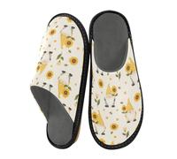 ISAOA Yellow Gnome Sunflower Bee Pattern House Slippers for Women Men, Non Slip Slippers Warm Slippers House Shoes Indoor Outdoor, 36-37