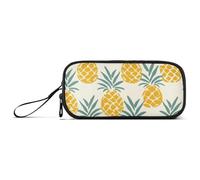 ISAOA Yellow Pineapples Pattern Big Capacity Pencil Case 3 Compartments Pencil Pouch Portable Large Storage Pencil Box Pencil Bag for Teen Boys Girls Adults Students