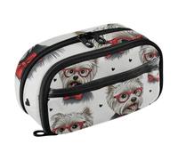 ISAOA Yorkshire Terrier Pattern Pencil Case with 3 Compartments, Aesthetic Stationery Pen Bag Secondary School Essentials Supplies for Teen Girls Boys Adult