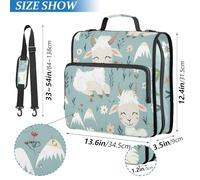 ISAOA Zip Binder Bag with Multi Pockets,Cute Baby Goats with Floral Ring Binder Case Folder File for Students Stationery Organiser,Water-Resistant