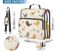 ISAOA Zip Binder Bag with Multi Pockets,Cute Colorful Little Birds Ring Binder Case Folder File for Students Stationery Organiser,Water-Resistant