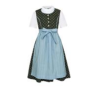 Isar-Trachten Children's Dirndl 3-Piece Dress Blouse Apron for Girls Oktoberfest Church Consecration Wedding Sunday Trip Green/Blue, green / blue, 122
