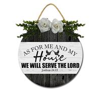 Isaric As for Me and My House We Will Serve The Lord Wall Decor Sign 12Inch Rustic Wooden Hanging Wall Decor Farmhouse Wall Decoration for Home Living Room Bedroom