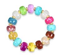 ISAROARO Multicolor Chunky Beaded Bracelet for Women Bold Acrylic Resin Stretch Bracelet Summer Beach Statement Bracelets Trendy Elastic Bangle Jewelry, L, No Metal Type, no gemstone