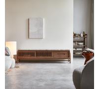 Isaure - Solid walnut and premium terrazzo TV unit 175 cm Dark Brown
