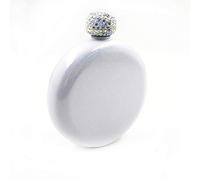 iSavage 5oz Round Shaped Popular Pearl White Painting Hip Flask with Color Decoration Lid, 18/8 Stainless Steel -YM810WHT