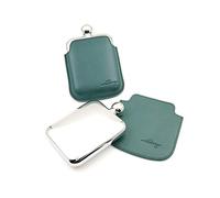 iSavage 6oz Rectangle Hip Flask with a Detachable Green Leather Pouch-YM607-4
