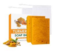 ISBEAUSOLS Turmeric Soap Bar - Kojic Acid Soap - Tumeric Soap for Cleansing - Dark Spot Corrector Remover - Natural Soap for Acne, Dark Spots, Hyperpigmentation, Smooth Skin (2pcs）
