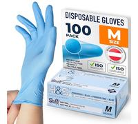 ISC Hygiene & Safety Nitrile Gloves 8 M Medium blue box of 100 powder free latex free eudermic disposable examination gloves nonsterile ambidextrous commercial use