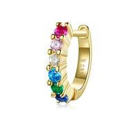 ISCBAFYX 1 PC Single Hoop Earrings Cuff for Women Sterling Silver Jewelry Rainbow Color