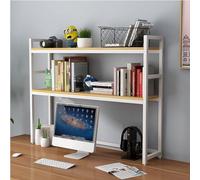 ISCBAFYX 2 Layer Small Desktop Bookshelf - Multi-Purpose Wooden Bookcase for Cute Desk nization Open Office Storage Rack Kitchen Countertop Display Shelf (Color: A Size: S)