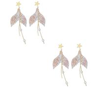 ISCBAFYX 2 Pairs Tail Asymmetrical Women Earring Pearl Pearls Jewelry Dangle Mermaid Earrings Charm Resin S Miss