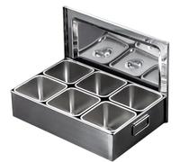ISCBAFYX 2-Tier Stainless Steel Spice Rack Set 16-Pan Kitchen with Multiple Compartments Countertop Seasoning Storage Box with Spoon for Buffet (Silver 26.1"x13.4"x4.7")