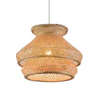 ISCBAFYX 2 Tiers Bamboo Pendant Light Beige Adjustable Height Hand-Woven Natural Hanging Rattan Chandelier Woven Wicker Lighting for Kitchen Island Living Room Times