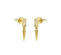ISCBAFYX 2pcs 925 Sterling Silver Fine Earrings Pendientes Cute Stud Earring for Woman Lovers' Couples Bling CZ Piercing Earrings Jewelry yc706 (Gem Color : Amber)