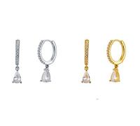 ISCBAFYX 2pcs 925 Sterling Silver Pendientes Bling CZ Rainbow Zircon Hoop Earrings For Engagement Birthday Gift Bohemia Fine Earrings Jewelry yc626 (Gem Color : Purple zricon, Metal Color : Gold