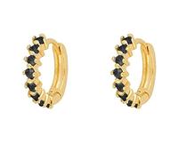 ISCBAFYX 2pcs S925 Sterling Silver Earrings Bling Black Zircon Piercing Stud Earring Jewerly For Woman yc617 (Gem Color : 2 Gold color)