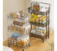 ISCBAFYX 3/4 Tier Rolling Vegetable Rack Utility with Wheels - Snack Shelf for Kitchen, Office, Living Room, Party & Home Theatre Versatile Storage Solution