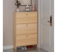 ISCBAFYX 3 Drawer Wooden Shoe Cabinet with Spacious Countertop Freestanding Footwear nizer with Pull Down Shoe Rack 12cm Skirting Ideal for Living Room & Apartment