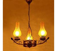 ISCBAFYX 3 Heads Ceiling Chandeliers Lights Wrought Iron Pendant Light Retro Glass Lamp Hanging Ceiling Lights Fixture Creative Personality American Country Suspension Lamp Bedroom Restaurant Light