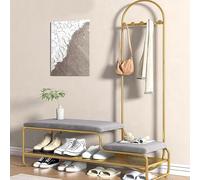 ISCBAFYX 3-in-1 Hallway Coat Rack with Bench & Shoe Cabinet Parent-Child Storage Solution Multi-Functional Entryway Space-Saving Hall Furniture (100cm)
