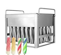ISCBAFYX 35Pcs Stainless Steel Popsicle Mold Machine,Spiral Ice Pop Models Ice Cream Stick Mold,Ice Lolly Popsicle Frozen Pop Molds with Rack,Wooden Sticks and Cleaning Brush