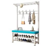 ISCBAFYX 4-in-1 Hall Tree with Shoe Rack Entryway Furniture with 8 Hooks & 2-Tier Shoe Storage Bench Stylish nizer for Home Coat Rack & Shoe Stand
