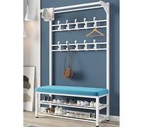 ISCBAFYX 4-in-1 Industrial Coat Rack with Bench & Shoe Storage Entryway nizer with Shelves Stylish Hallway Coat Stand for Home & Office Multi-functional Clothes Hanger