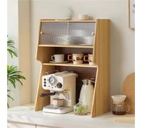 ISCBAFYX 4-Tier Corner Shelf Rack - Large Kitchen Countertop, Coffee Mug Display Stand & Storage Cabinet, Perfect for Home Office Bar, 20.5''x11.6''x28.7'' (Khaki)