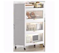 ISCBAFYX 5 Tiers Kitchen Storage Cabinets with Flip Door Cabinet Microwave and Freestanding Bakers Rack 4 Rolling Casters Shelves for Dining Living Study Room White Four Layer