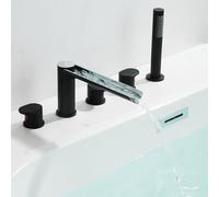 ISCBAFYX 5Hole Bathtub Faucet with 360° Swivel HanShower Hot & Cold Water Waterfall Style Chrome Finish Luxury Bathroom Accessory