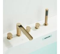 ISCBAFYX 5Hole Bathtub Faucet with 360° Swivel Showerhead Dual Temperature Waterfall Mixer Chrome Finish Perfect for Luxury Bathrooms