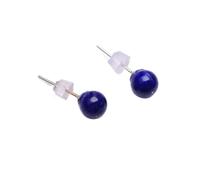 ISCBAFYX 6MM Lapis Lazuli Round Bead Stud Earrings, Sterling Silver Earrings for Women, Natural Gemstone Jewelry