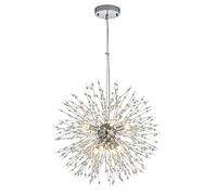 ISCBAFYX 8-Light Firework Crystal Chandelie,G9 Dandelion Sputnik Pendant Lighting adjustable Hanging Light for Living Room Bedroom Kitchen(Silver)(Silver,200x40cm(79x16inch))