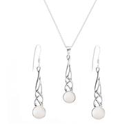 ISCBAFYX 925 Silver Celtic Knot Teardrop Jewellery With Round - Sterling Knotwork Earrings and Necklace for Women Long Braided Drop Traditional Irish