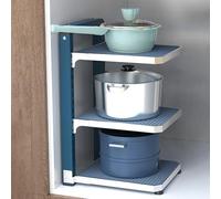 ISCBAFYX Adjustable 2/3/4-Tier Pot and Pan Kitchen Cabinet Storage Rack Under-Cabinet Holder for Cookware Space-Saving