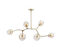 ISCBAFYX Adjustable Downrod Glass Shade Magic Bean Pendant Lamp, Molecular Chandelier,Creative Hanging Lighting Fixture-E 6 Lights