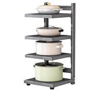 ISCBAFYX Adjustable Kitchen Storage Rack HeavyDuty Organizer for Kitchen Utensils Lid Holder Countertop & UnderSink Use SpaceSaving Gray 20.5in/52cm
