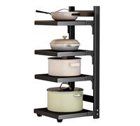 ISCBAFYX Adjustable Kitchen Storage Rack Organizer for Kitchen Utensils with Lid Holder Countertop Floor UnderSink Use SpaceSaving (Black 20.5in/52cm)