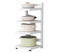 ISCBAFYX Adjustable Kitchen Storage Rack Sturdy Utensil Organizer with Lid Holder Ideal for Countertops Floors Under Sinks SpaceSaving Solution (White 20.5in/52cm)
