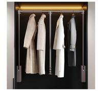 ISCBAFYX Adjustable Telescopic Clothes Hanger Rod Aluminum Alloy Pull Down Wardrobe Rail with Silent Double Buffer Space Saving for 660 890mm Width,Dark Brown-510-660mm