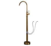ISCBAFYX Antique Brass Freestanding Bathtub FaucetSingle Handle Hot & ColMixer FloorMounteTap for Wash Tub & Column BasinElegant Bathroom Fixture (G9/16)