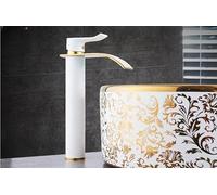 ISCBAFYX Arrivals Bathroom Faucet hot and Cold Crane Brass Basin Faucet Waterfall Sink Faucet Single Handle Water tap (Color : White Gold Tall)