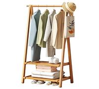 ISCBAFYX Bamboo Clothing Garment Rack with Coat Rail - Heavy Duty 2-Tier Open Storage Wardrobe & Shoe nizer Shelf for Efficient Hanging Clothes & Versatile Home Use
