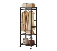 ISCBAFYX Bamboo Open Wardrobe with Shoe Rack Space-Saving Roll-Up Clothes nizer for Bedroom Entryway Hallway and Office - Stylish Coat Hanger for Efficient Storage