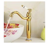 ISCBAFYX Basin Faucets Gold Solid Brass Bathroom Sink Faucet with Ceramic Single Handle Hole Wash Basin Mixer Tap WC Taps (Color : Gold Tall)